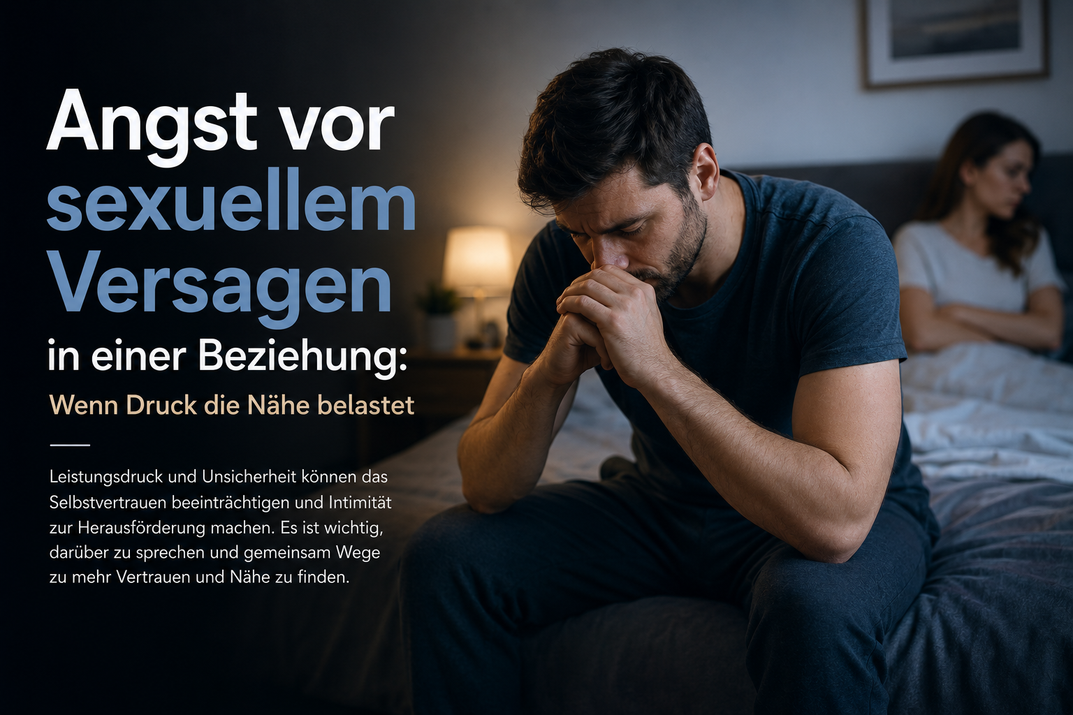 Angst vor sexuellem Versagen in einer Beziehung – Leistungsdruck und Unsicherheit können die Nähe und Intimität belasten.