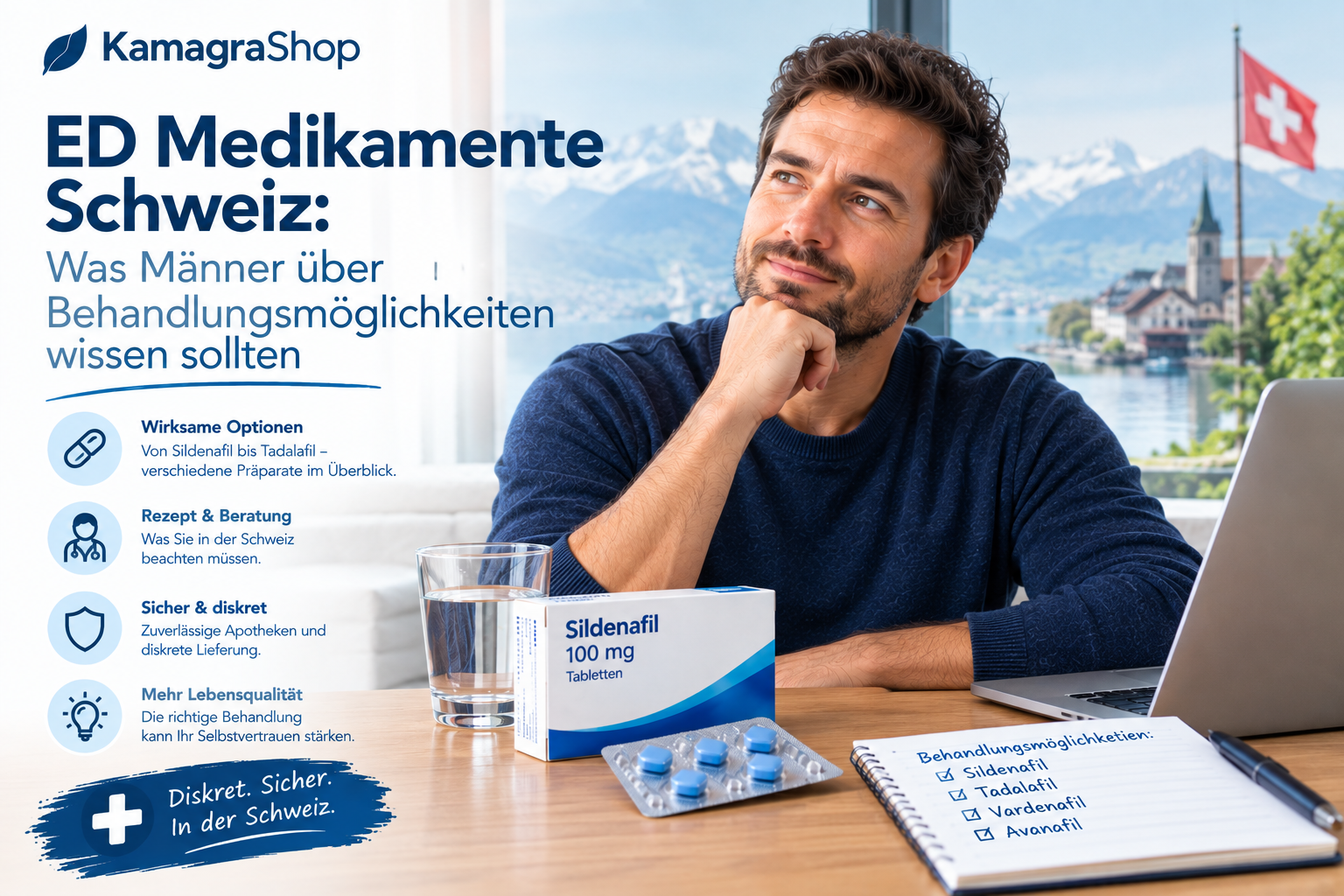 ED Medikamente Schweiz – Behandlungsmöglichkeiten für Männer mit Sildenafil und anderen ED-Medikamenten